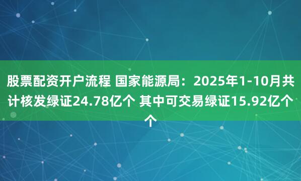 股票配资开户流程 国家能源局:2025年1-10月共计核发绿证24.78亿个 其中可交易绿证15.92亿个